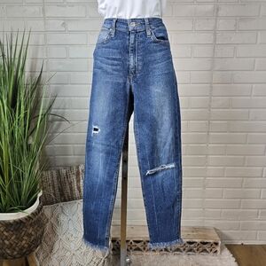 Joes Jeans High Rise Distressed Skinny Crop Jeans Blue Size 27
